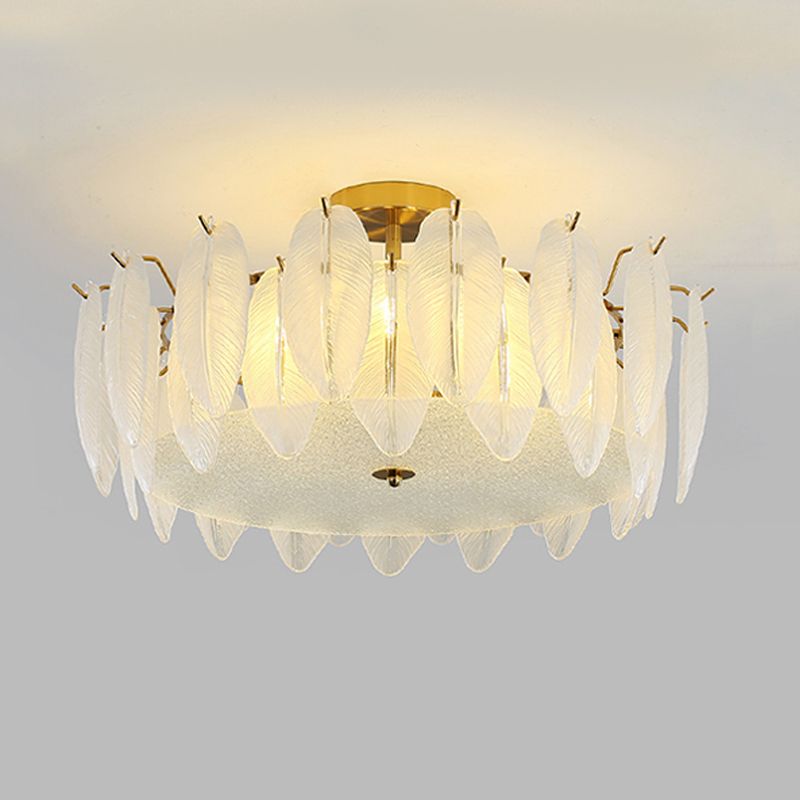 Contemporary Ceiling Lamp Household Glass Shade Flush Mount Light Fixture