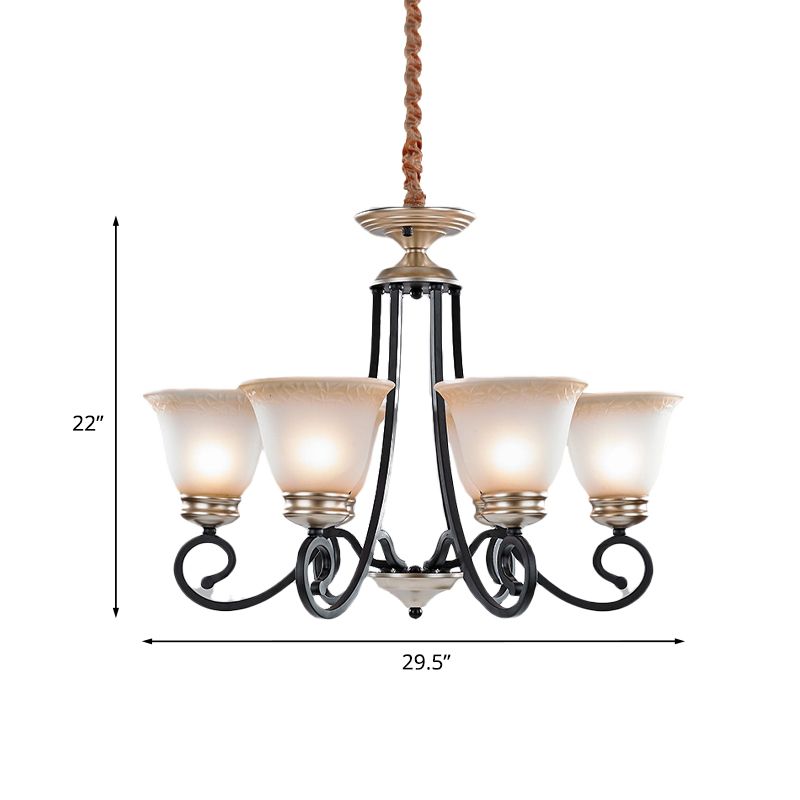 6/8 teste lampadario in vetro glassato classico classico salotto svasato la luce a sospensione con braccio scorretto