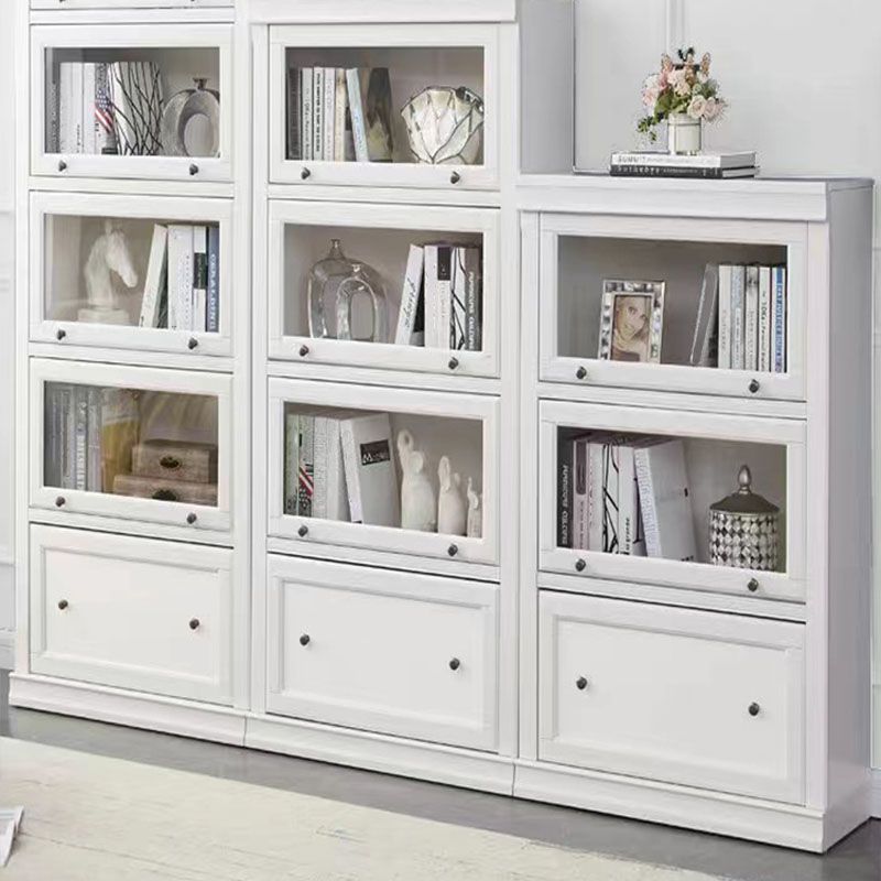 Contemporary White Shelf Bookcase Standard Wooden Book Shelf