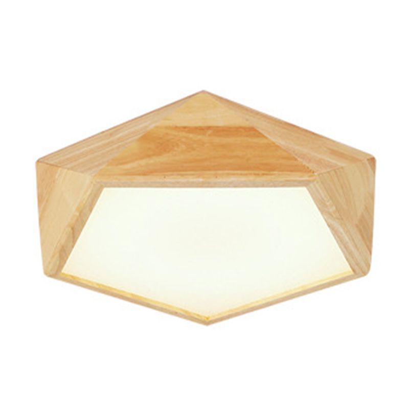 1 Light Geometric Flush Mount Contemporary Wood Flush Light for Bedroom