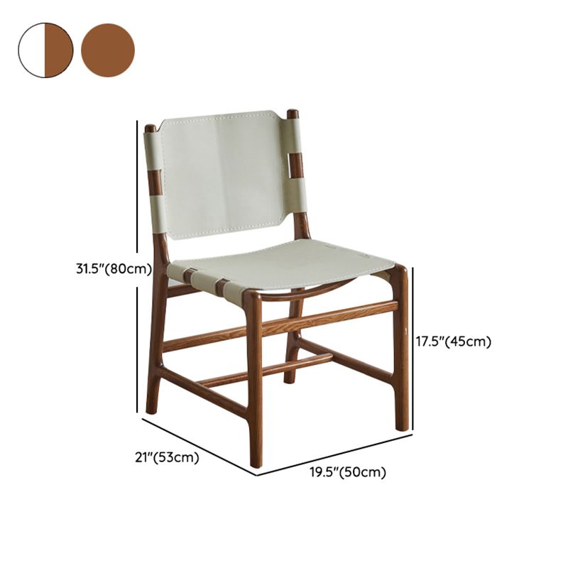 Solid Wood and Faux Leather Contemporary Armless Dining Chairs