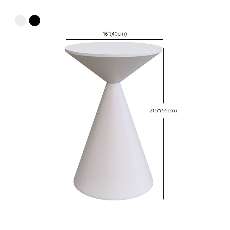 Mid-Century Modern Black / White Round Top Coffee Table Iron Pedestal Cocktail Table