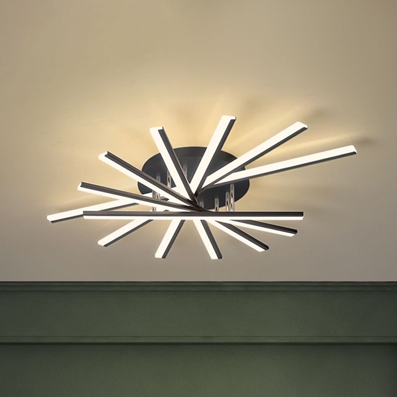 Moderne minimalistische LED-plafondlamp Gelakt ijzer Lineaire inbouw met acrylkap