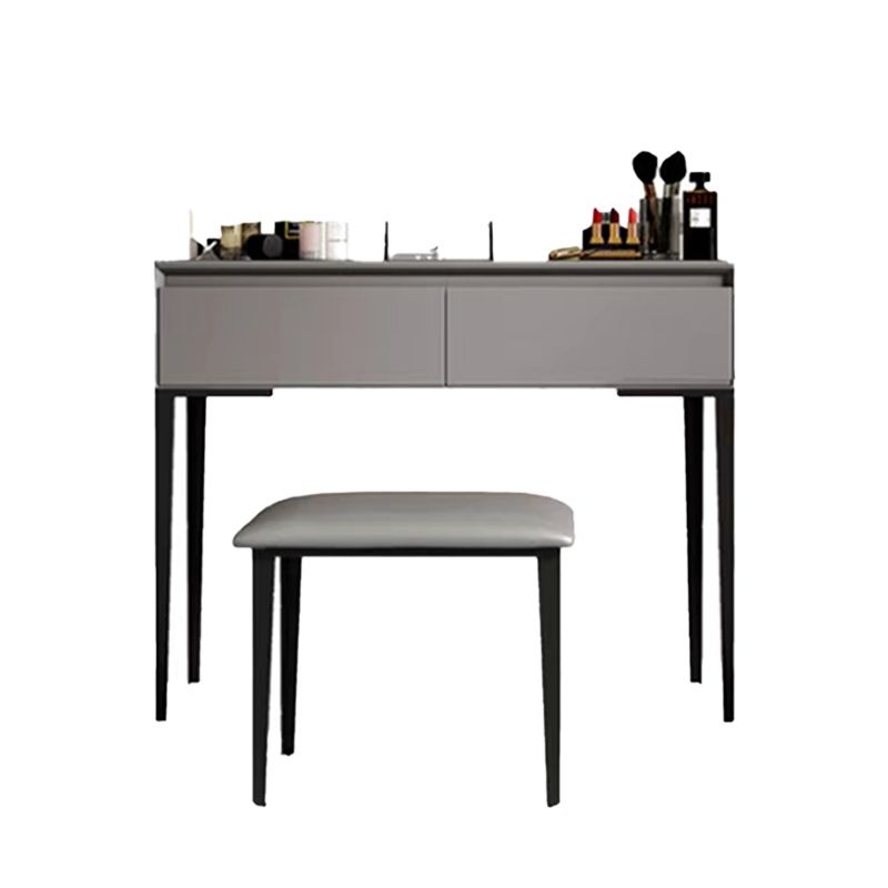 Gray Wooden Vanity, 31.5"/39.4" Wide Makeup Vanity Set with Stool