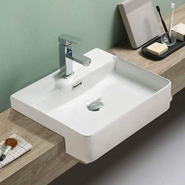 Modern Porcelain Bathroom Sink Rectangular Vessel Lavatory Sink