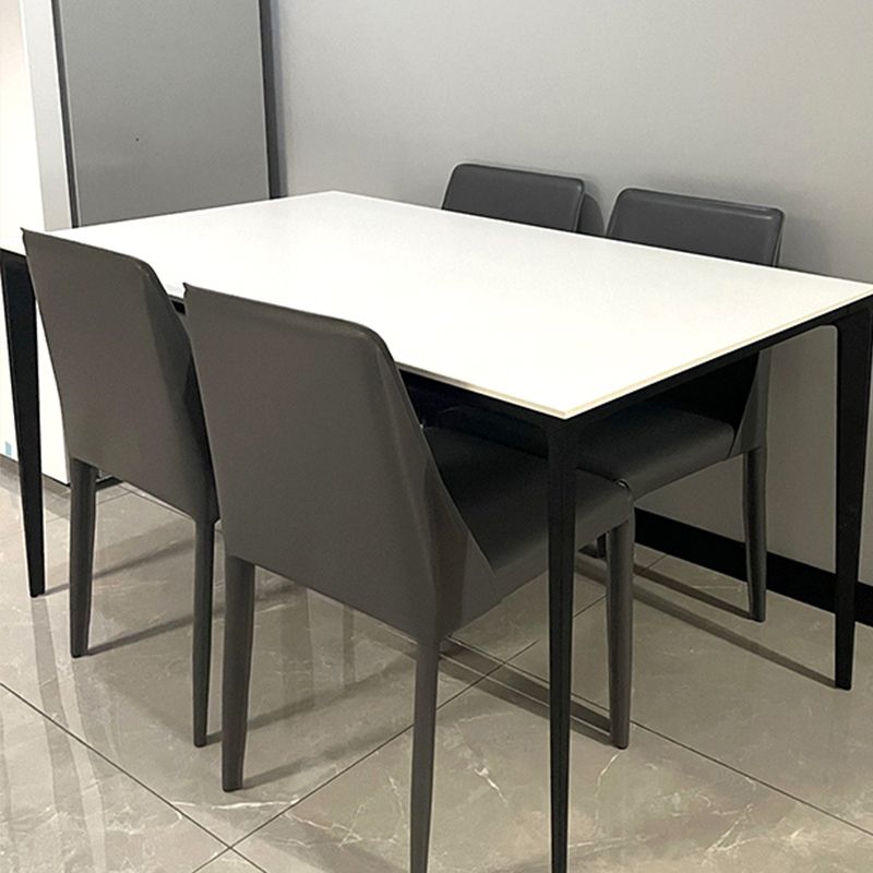 Low Back Armless Dining Chairs Modern Faux Leather Side Chair