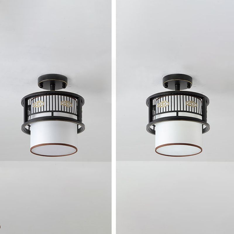 Shaded Aisle Ceiling Flush Mount Traditional-Style Fabric Black Ceiling Mounted Fixture