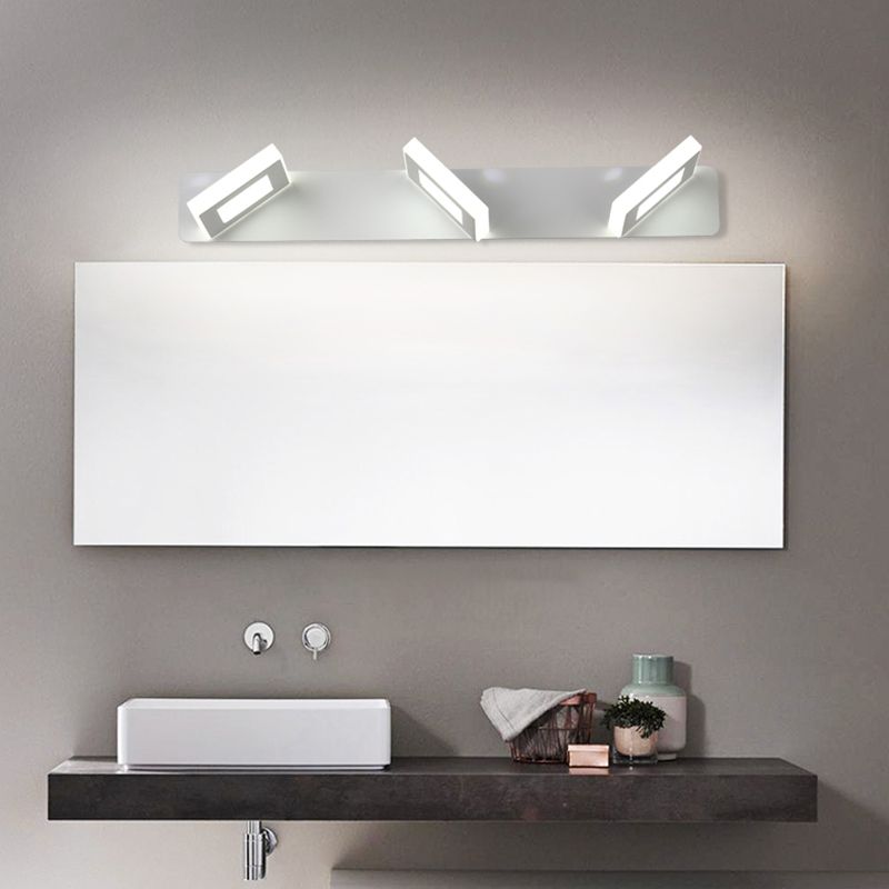 Luce di vanità bianca moderna a 3 luci a specchio a led luce anteriore con ombra acrilica per bagno