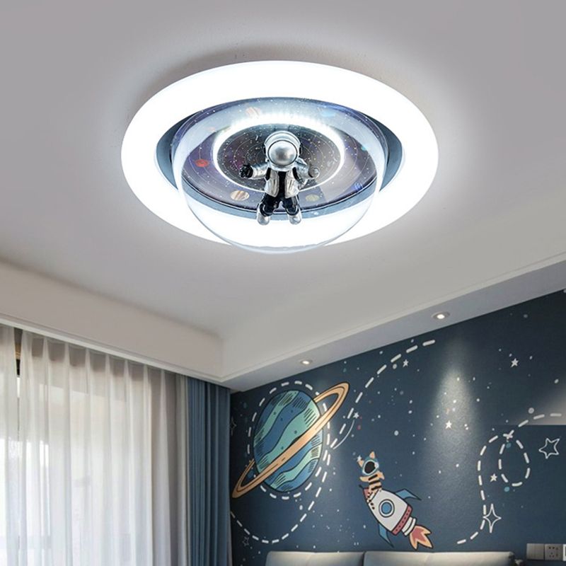 Round Shape Metal Flush Light Kid Style 2 Lights Flush Mount Ceiling Lights