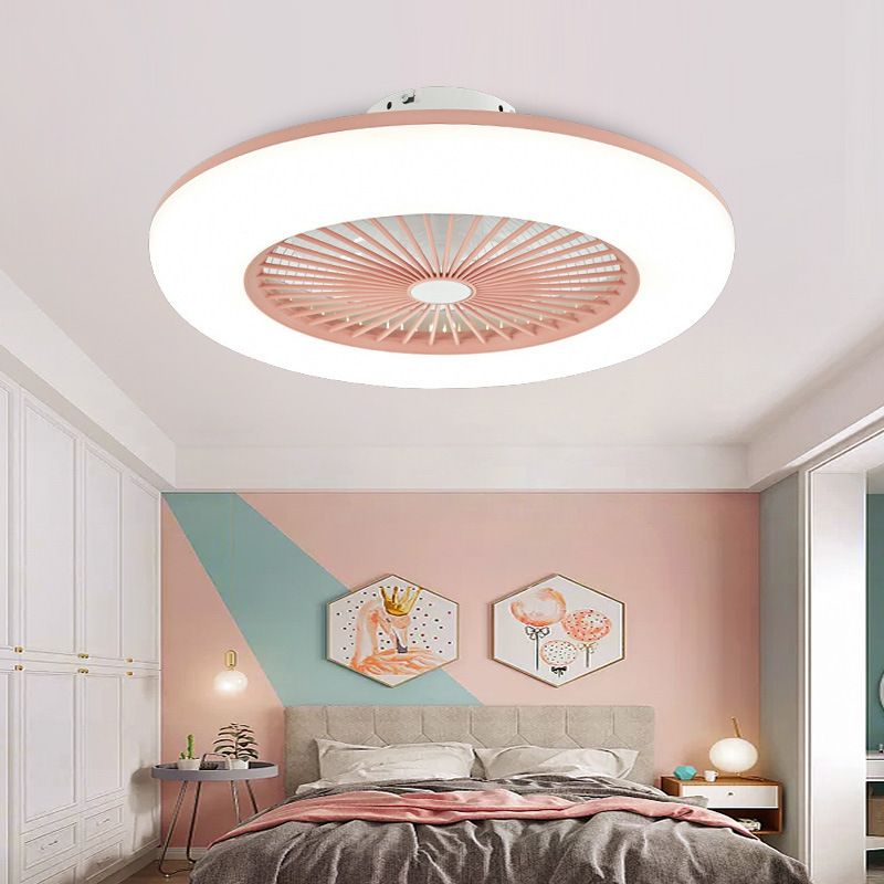 Schlafzimmer LED -Deckenlüftungslampe Makkaronstil Semi -Flush -Licht mit kreisförmiger Acrylschatten