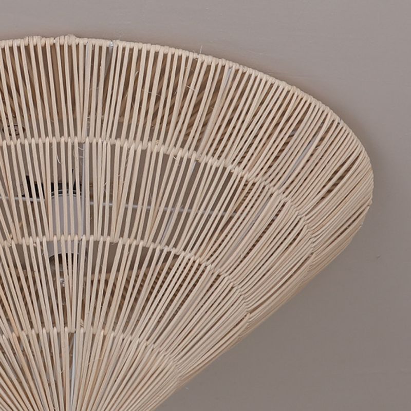 Cone Shape Ceiling Light Fixture Rattan Flush Mount Light for Living Room