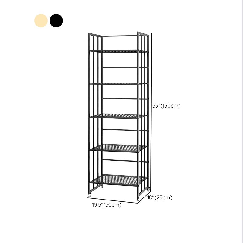 Glam Antique Finish Shelf Bookcase Metal Frame Bookshelf with Rectangular Shelves