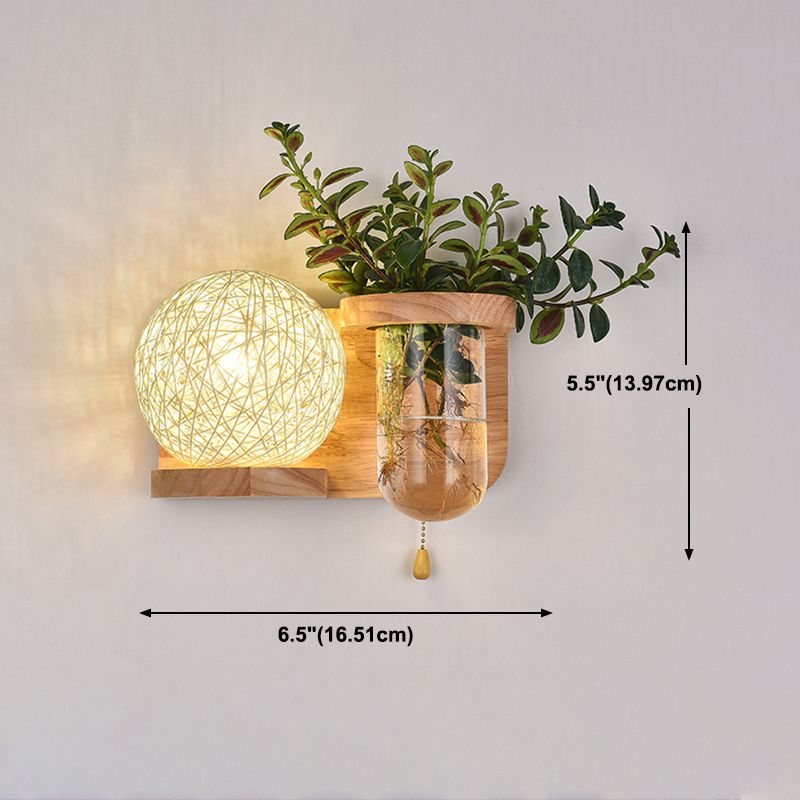 Moderne Holz Wandleuchte Scheuel ohne Pflanzen kreative Glasschattenwandleuchte
