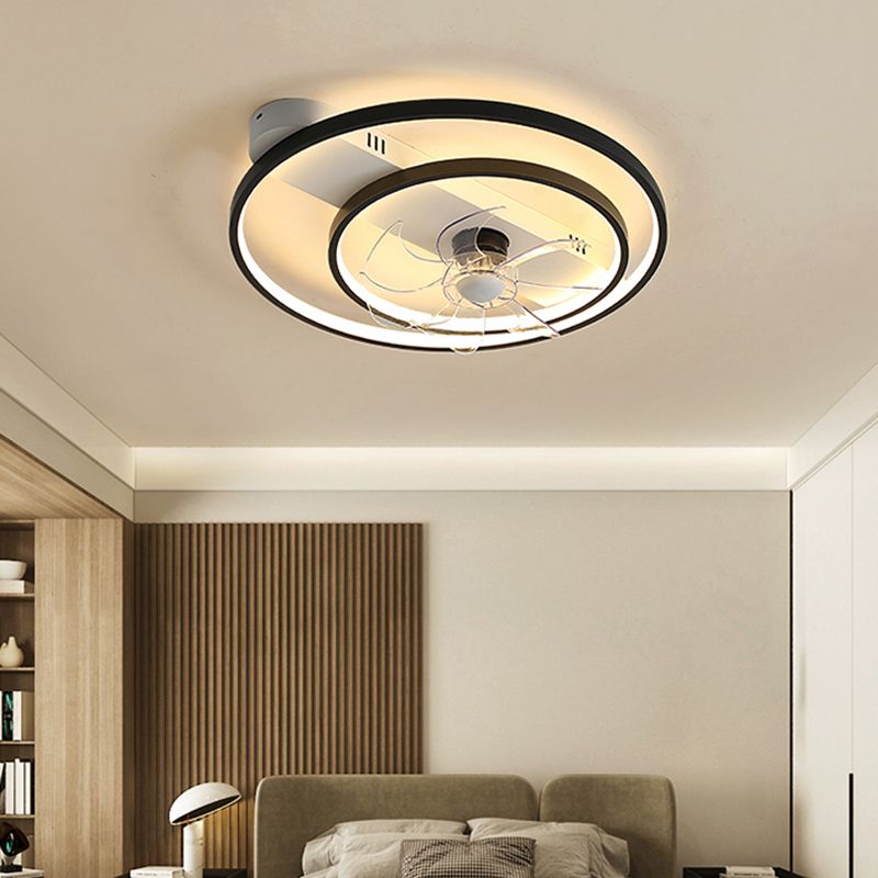 Moderne einfache Metall Deckenlüftungslampe Geometrie LED Deckenventilator Licht für Wohnzimmer