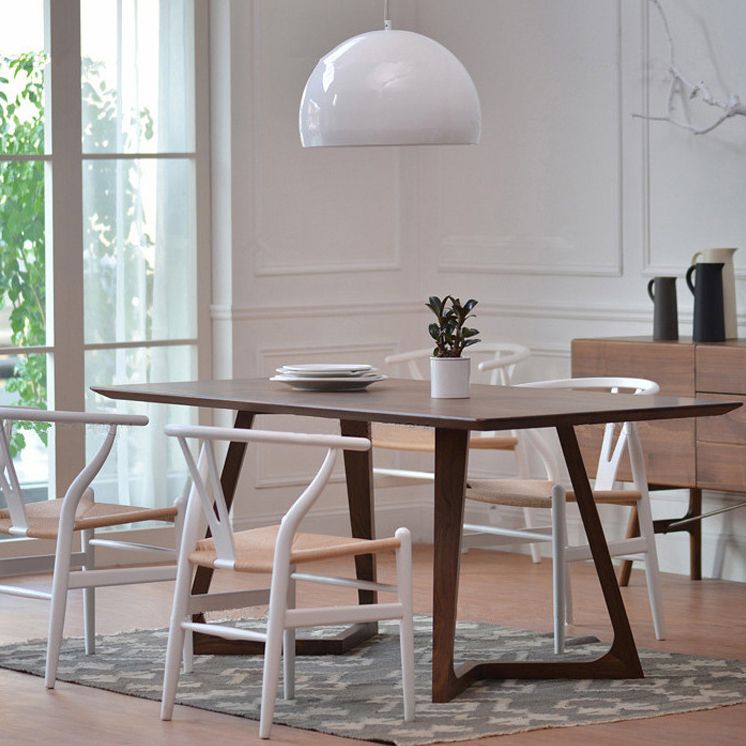 Rectangle Double Pedestal Table Modern Pine Solid Wood Dining Site Table