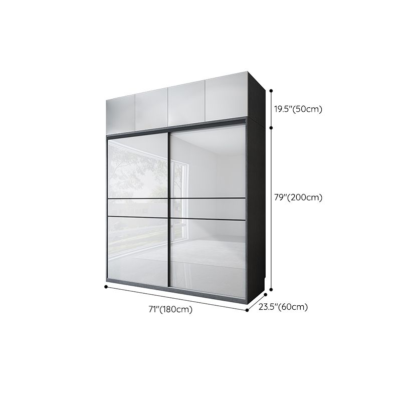 Glossy White Manufactured Wood Storage Cabinet Modern Cabinet with Sliding Doors