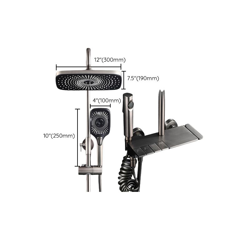 Modern Adjustable Water Flow Square Shower Faucet Shower Hose Shower System on Wall