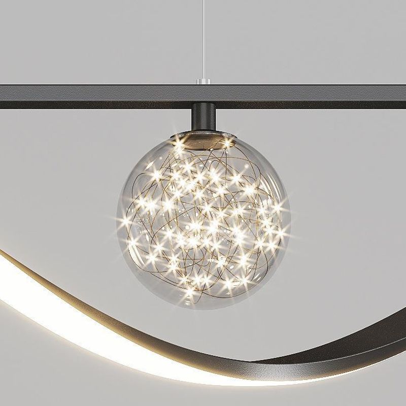 Strip Shape Island Lamp LED Island Hanging Lamp with Glass Shade for Bedroom