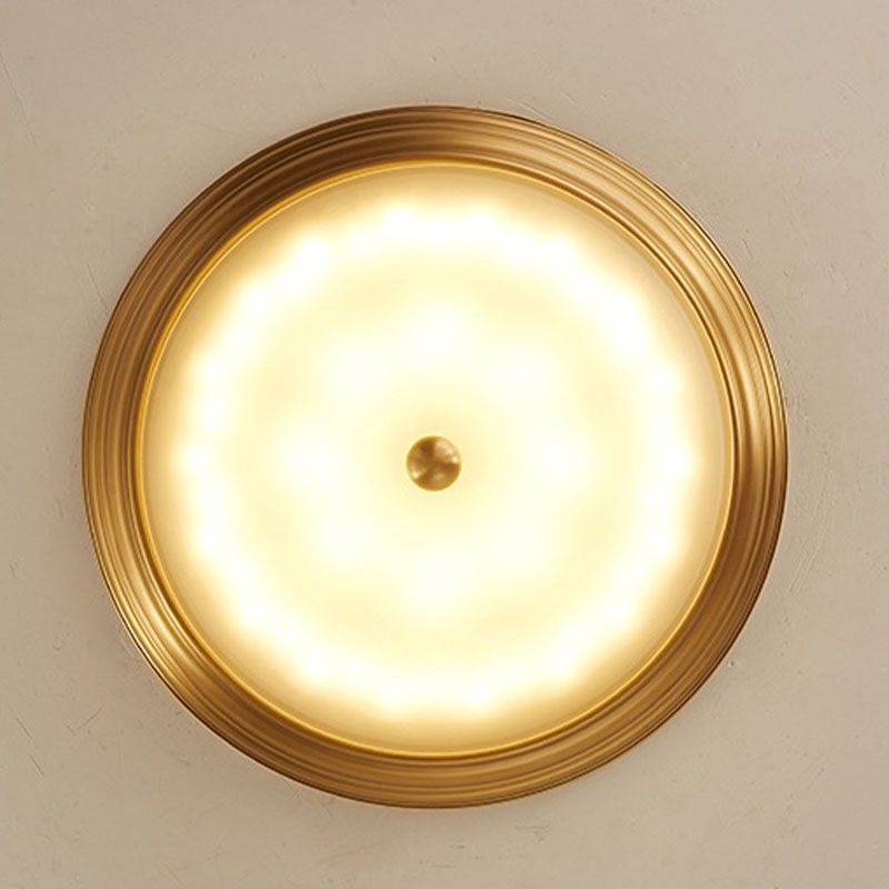 Montaje empotrado de vidrio dorado en lámpara de techo con cuenco de cobre de estilo colonial vintage para espacios interiores