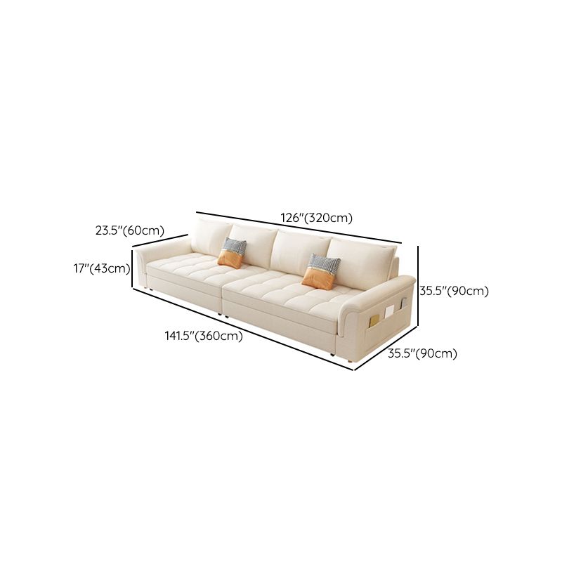 Modern Styled Metal Frame Sleeper Sofa Upholstered Square Arms Sofa Bed