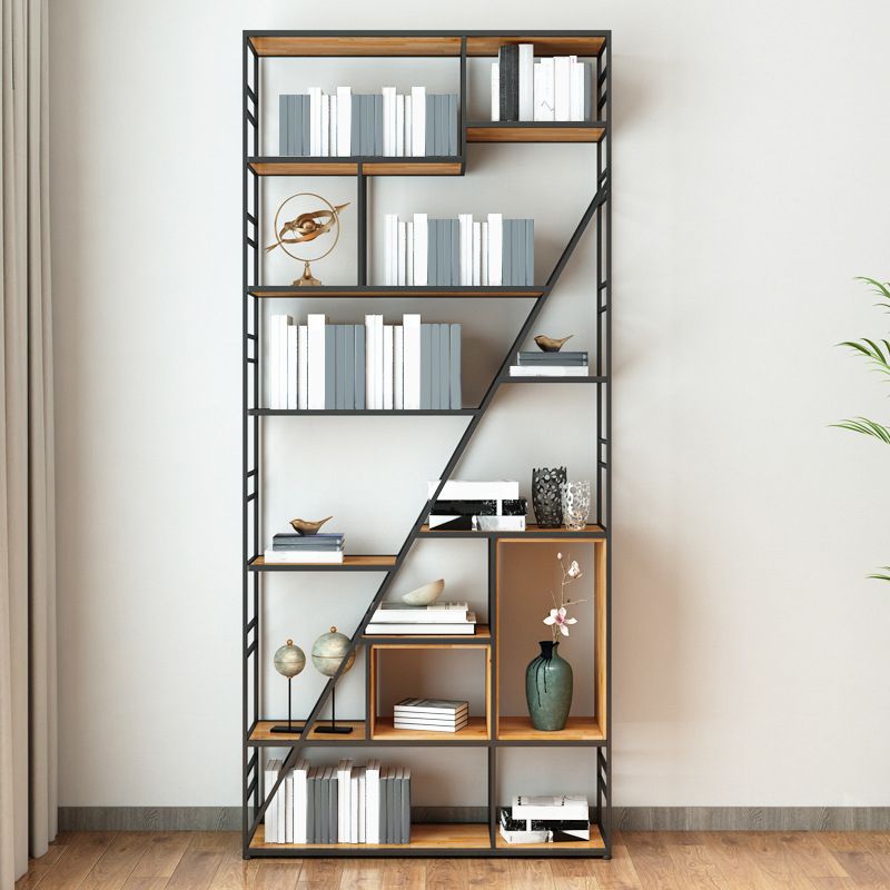 10" W Open Storage Bookcase Modern Metal Frame Bookshelf with Shelves