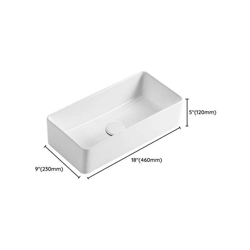 Modern Vessel Bathroom Sink Square Porcelain with Pop-Up Drain Wash Stand