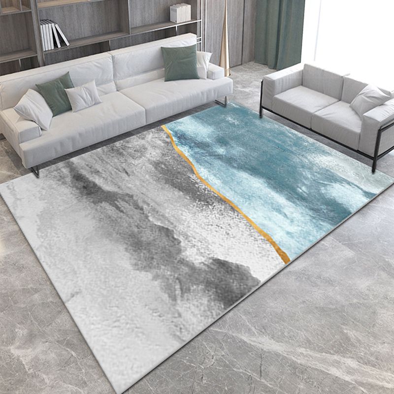 Dark Gray Gorgeous Rug Polyester Graphic Indoor Rug Stain Resistant Rug for Drawing Room