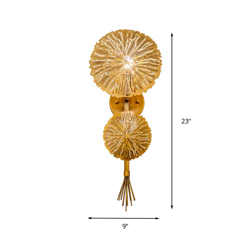 Traditional Round Wall Mount Lighting Metal 1 Head Wall Mounted Lamp in Gold