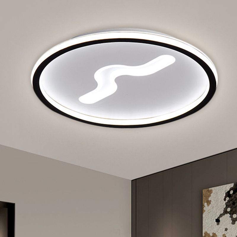 Modern LED 16"/19.5" W Flush Light with Metallic Shade Black/Gold Super Thin Ceiling Light Fixture in Warm/White Light