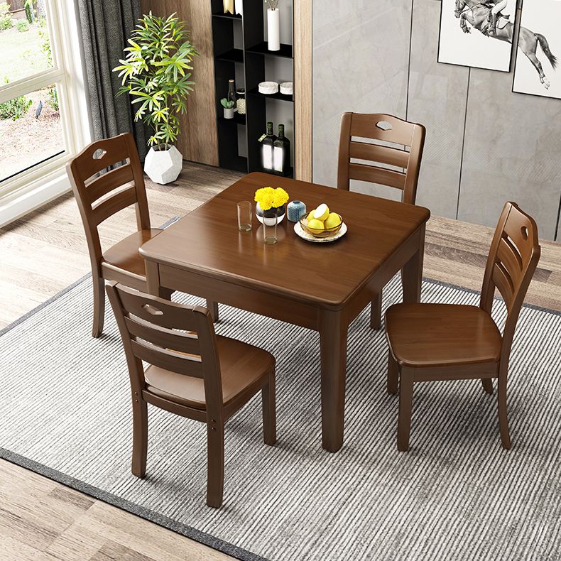 Modern Style Solid Wood Furniture 1/5 Pcs Square Shape Dinette Table with Chair