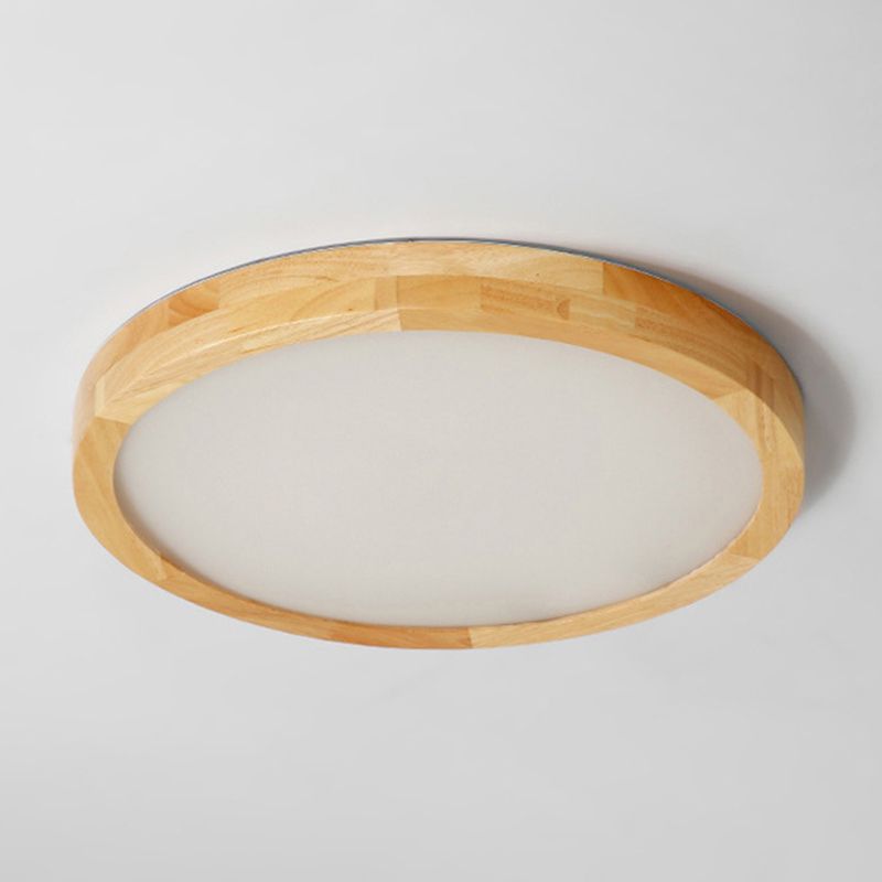 Round Flush Light Fixtures Modern Style Wood 1 Light Flush Mount Lights