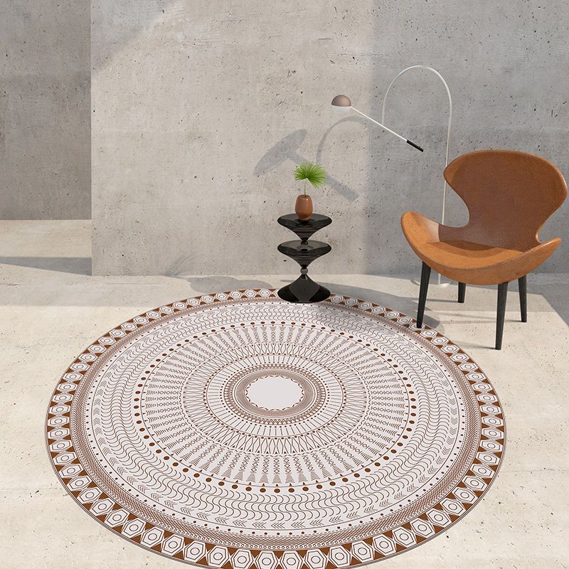 White Bedroom Area Carpet Bohemian Americana Pattern Rug Polyester Washable Rug