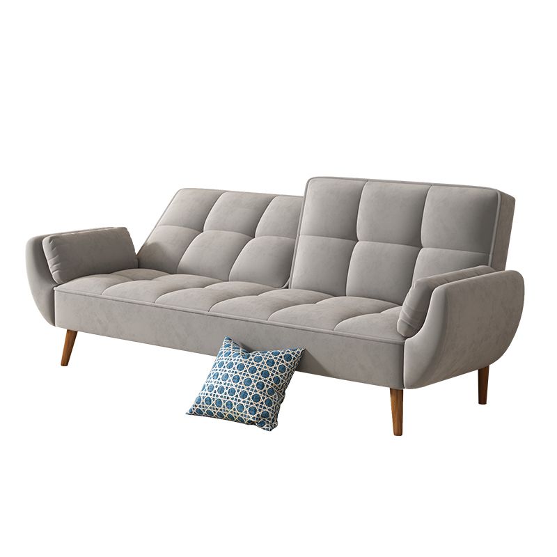 Contemporary Faux Leather and Velvet Reclining Convertible Settee Couch