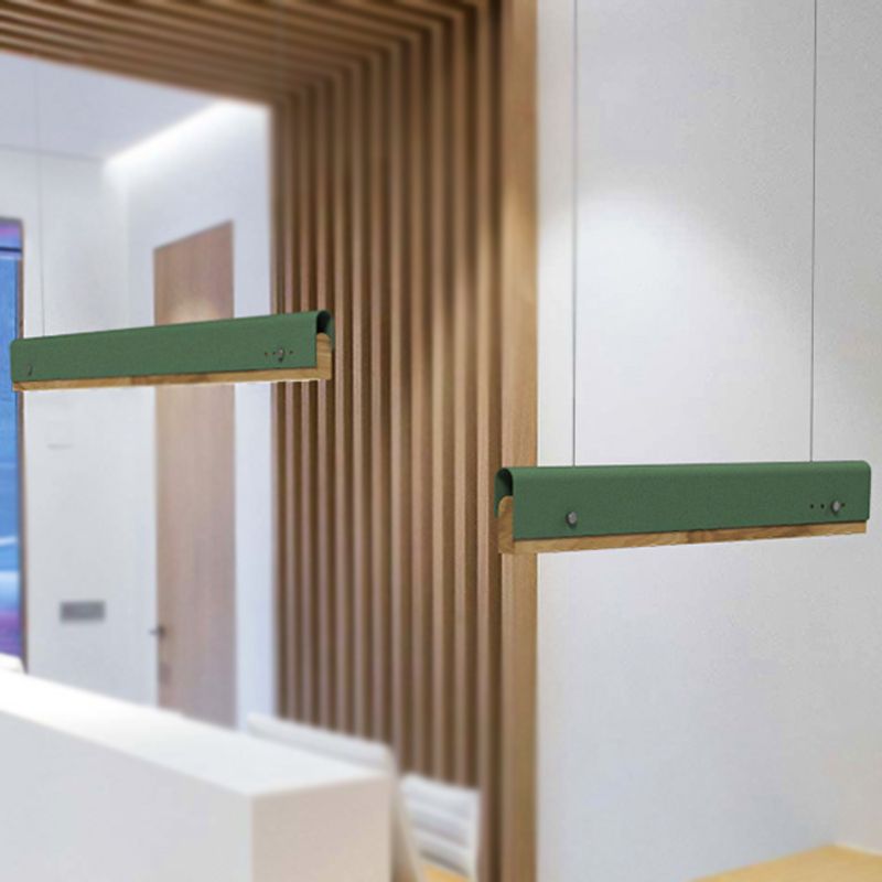 Rectangle Plafond Pendant Light Modernisme en bois et métal 23,5 "/35,5" / 47 "de large 1 kit de lampe suspendue blanc / rose / jaune clair