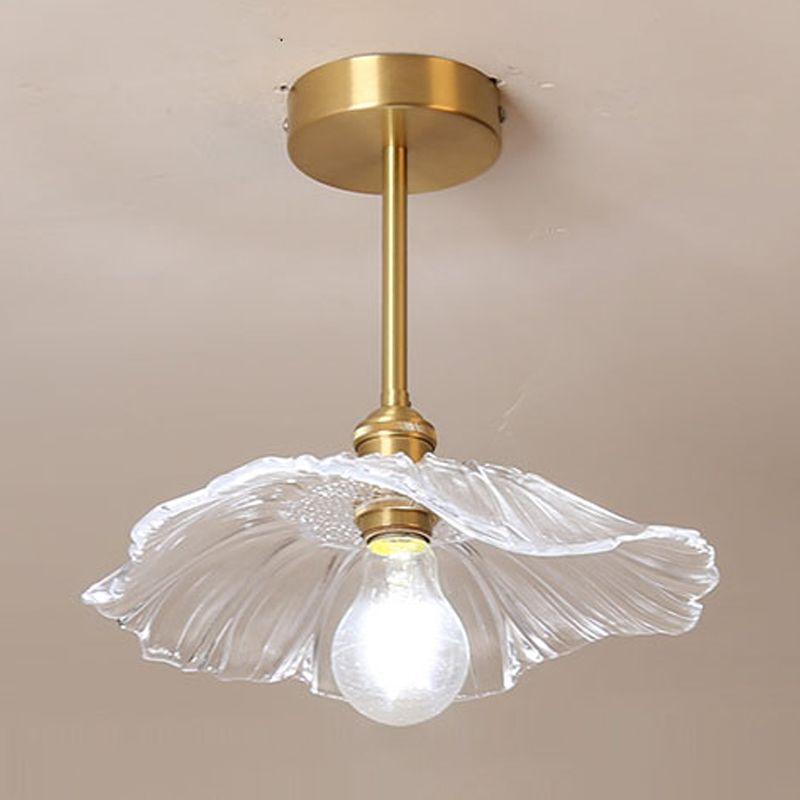 Plafonnier d'intérieur en cuivre de style colonial semi-encastré géométrique