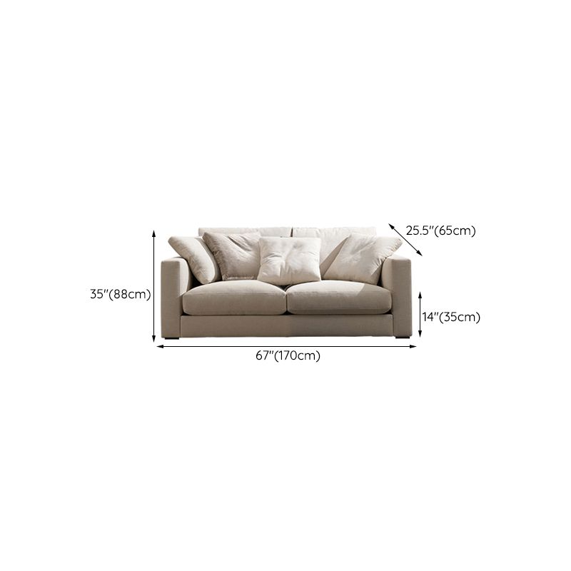 Standard Square Arm Sofa with Pillows Seating in Beige for Apartment