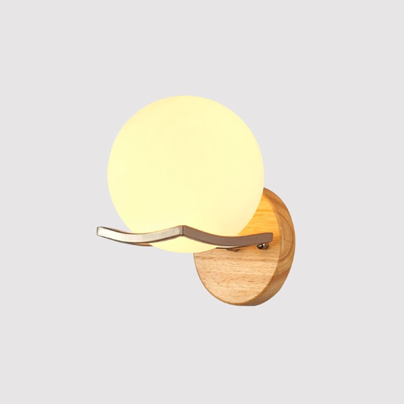 Wooden Shaded Wall Sconce Lighting Simplicity Style White Wall Mount Light Fixture