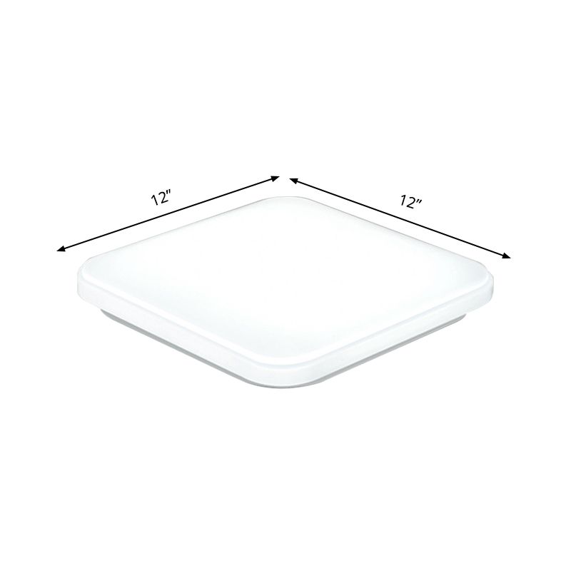 12"/15"/18" Wide White Square Flush Mount Lamp Nordic LED Ceiling Flush Mount Light for Bedroom with Acrylic Shade