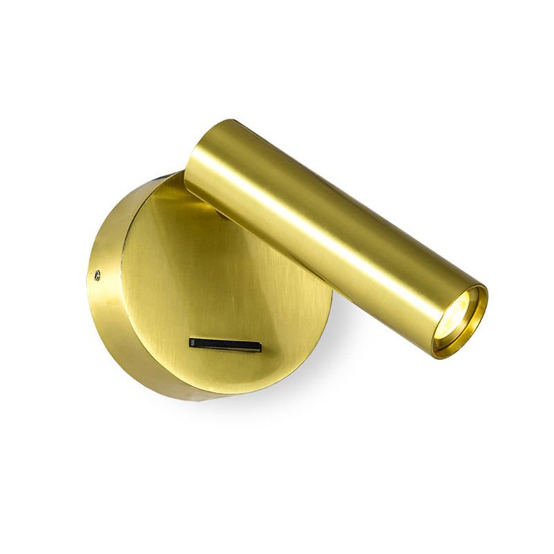 Angle Adjustable Mini LED Sconce Light Contemporary Minimalism Bedroom Lighting Fixture with Metal Round Base