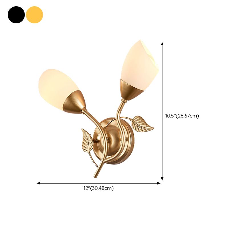 Modernist Wall Sconce Flower Wall Light Fixture with Glass and Metal for Bedroom