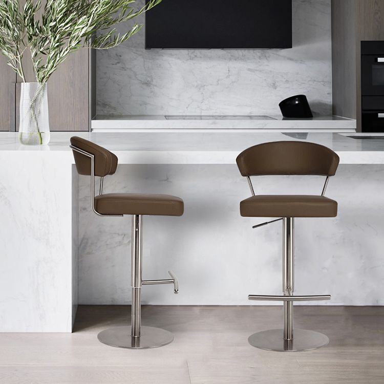 Upholstered Adjustable Height Swivel Armless Bar Stool with Footrest