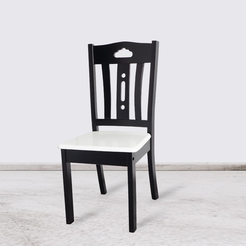 Inicio Sillas de comedor sin brazos Silla lateral con respaldo de listones y patas de madera (juego de 2)