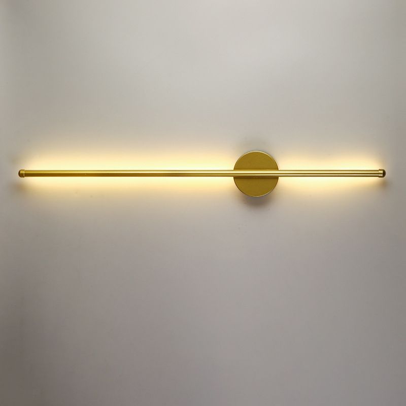Linear Shape Metal Wall Light Modern Style 1 Light Wall Lighting Fixtures in Gold