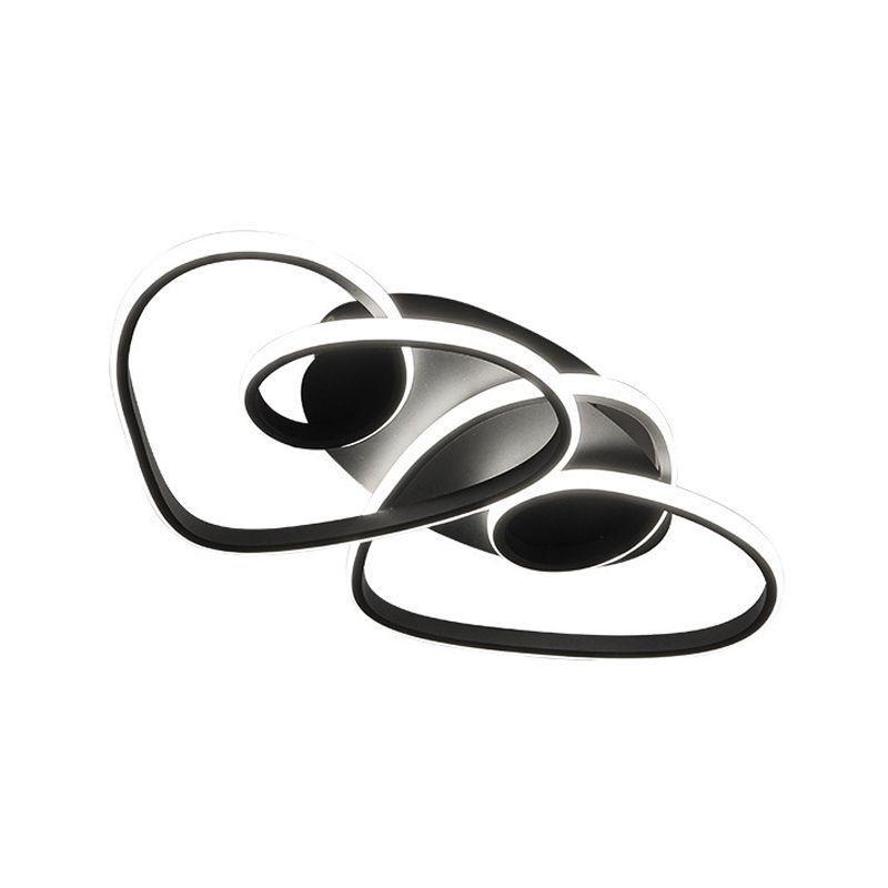 Black Loving Heart Flush Ceiling Light Romantic Modern Metal LED Flush Mount in Warm/White Light