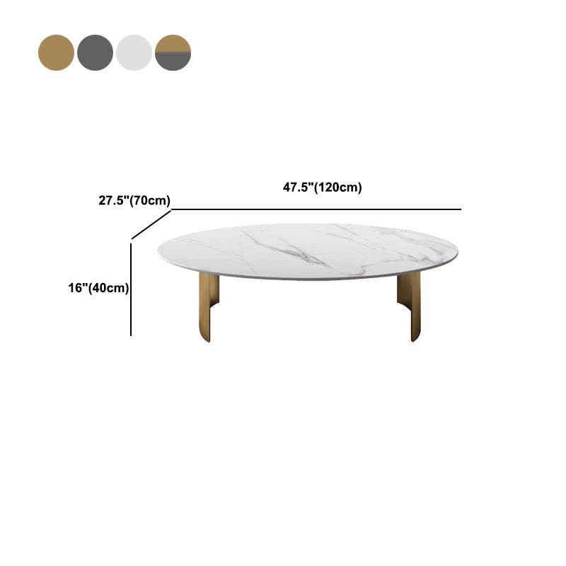 Glam Slate Sled Coffee Cocktail Table Oval Coffee Table for Living Room