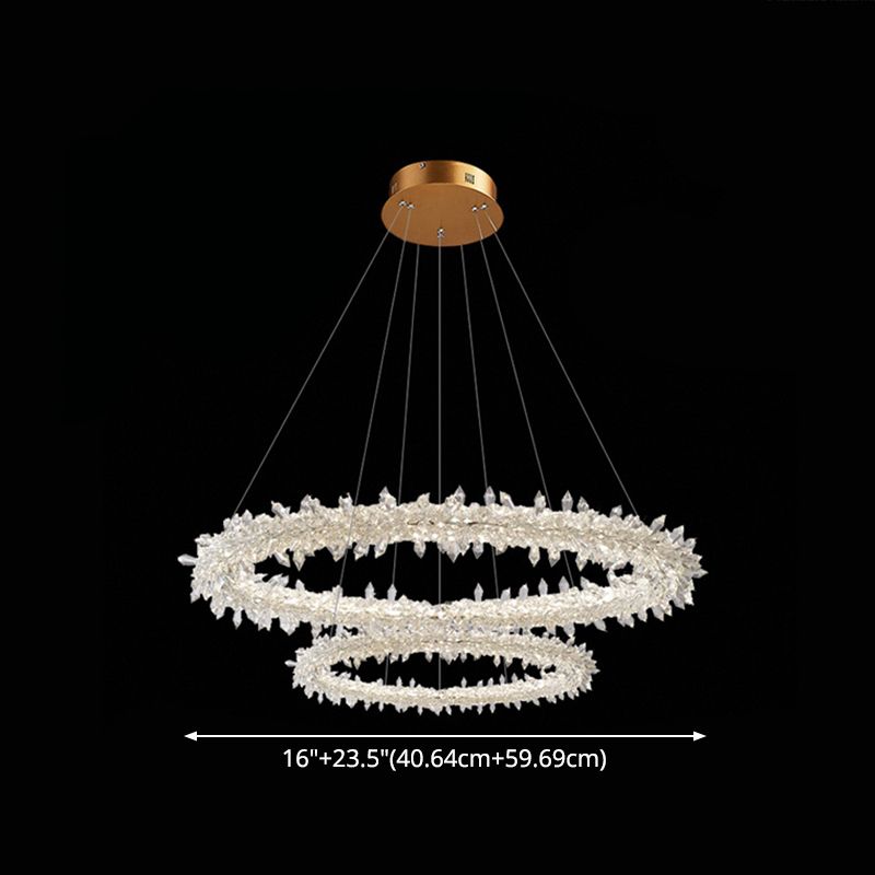 Modern Flower Ring Chandelier Light Fixtures Crystal Hanging Light Kit for Living Room