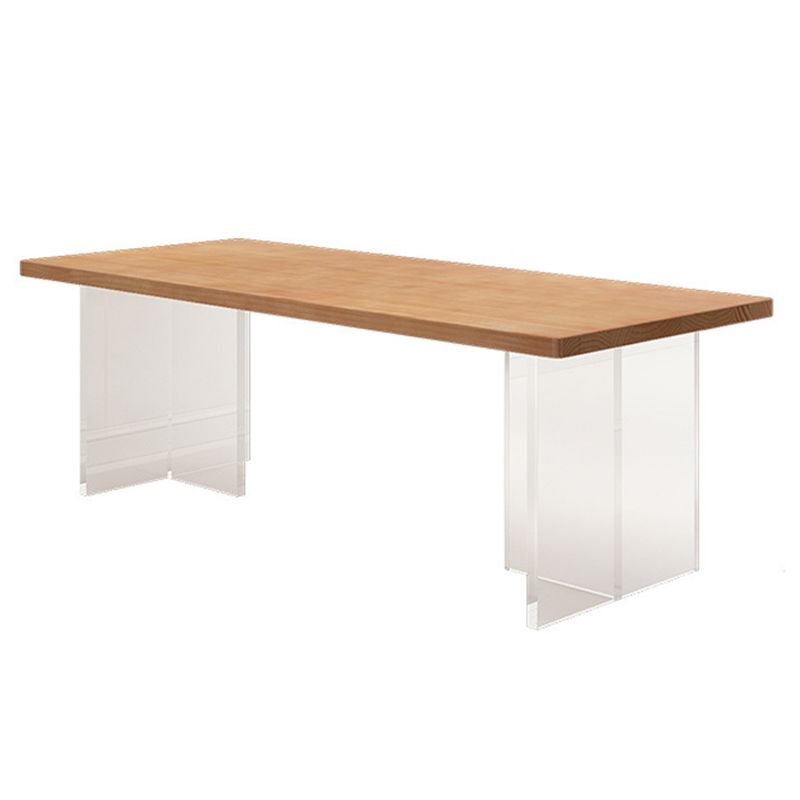 Rectangle Acrylic Base Dining Table Medieval Modern Style Wood Table for Kitchen