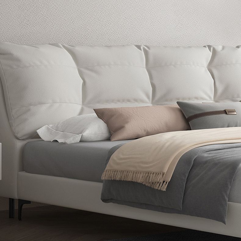 White Modern Standard Bed Foam Bed Frame with Custom Gold Legs