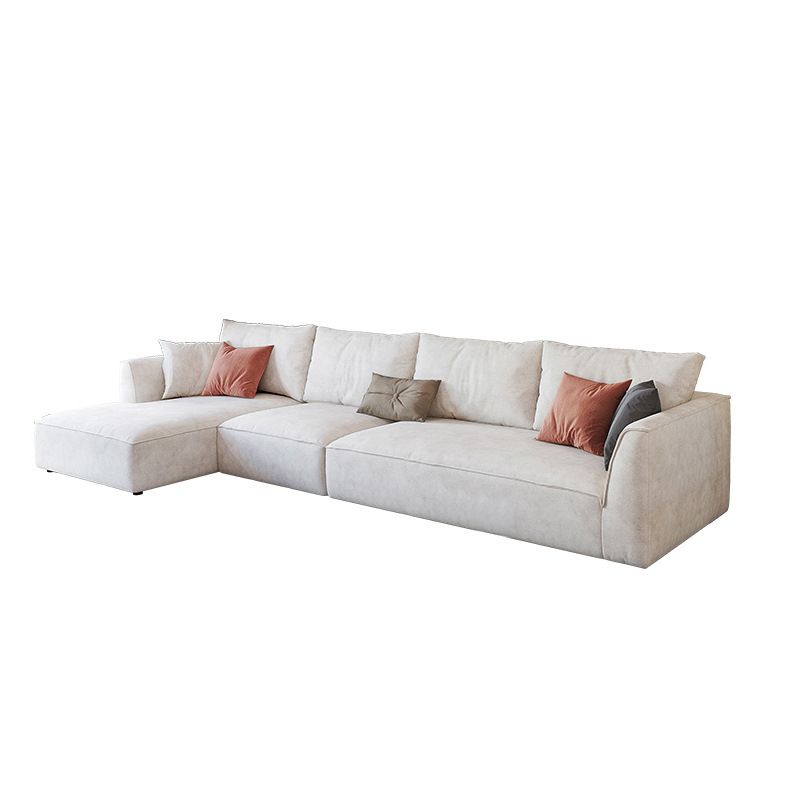 Beige 4-seat Flared Arm Sectional Scandinavian L-shape Sectional
