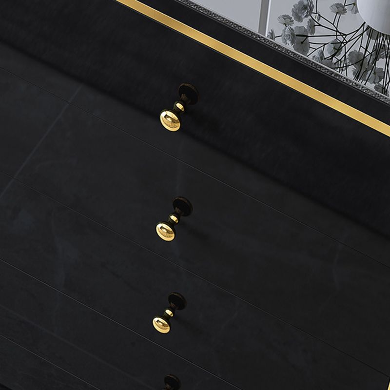 Glam Vertical Bedroom Chest Wooden Storage Chest with Drawers